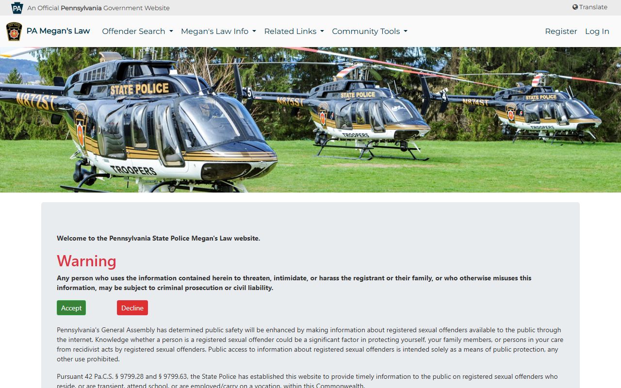 Montgomery County Prothonotary civil records and Pennsylvania Megan's Law registry