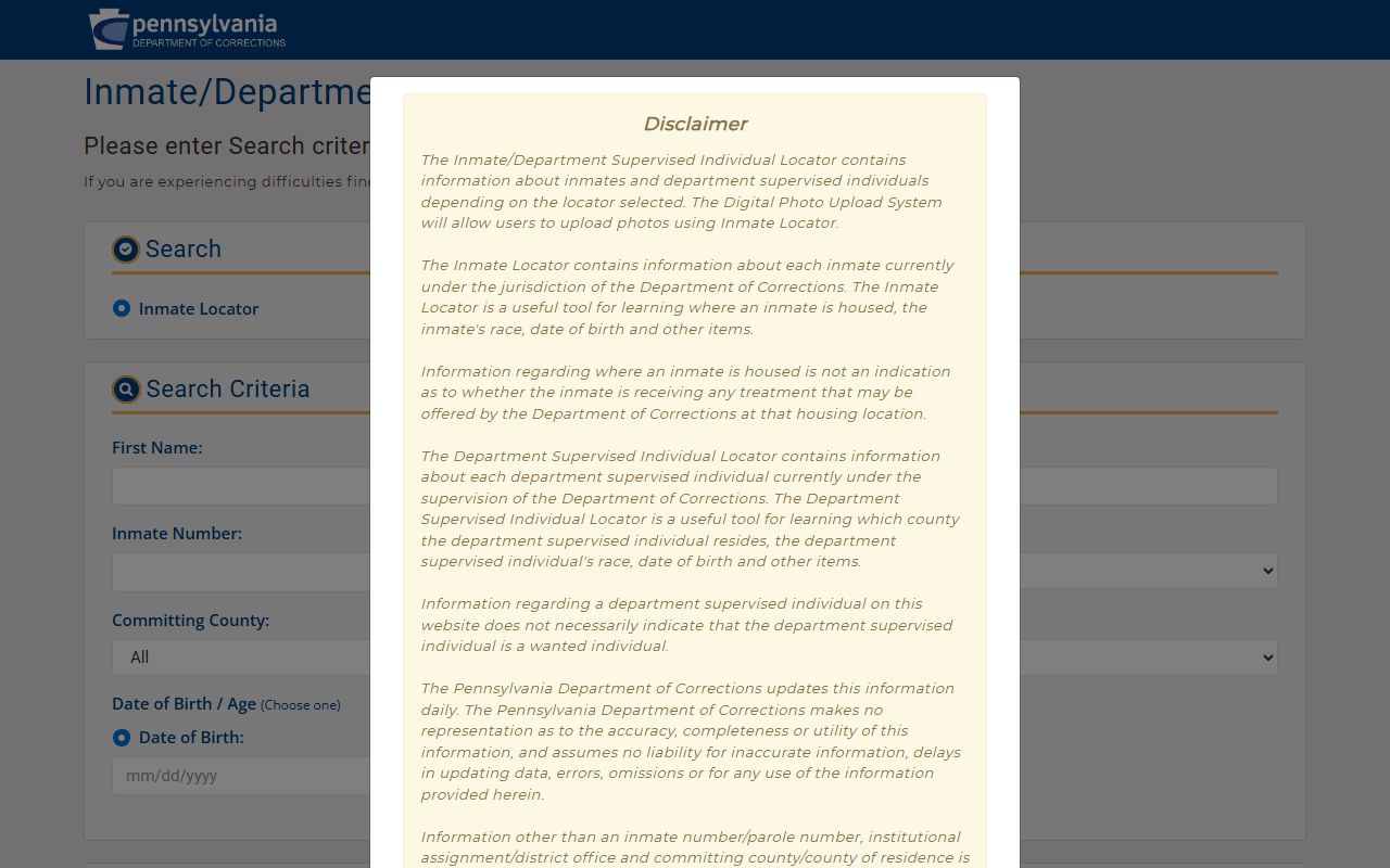Montgomery County arrest records direct PA DOC inmate locator