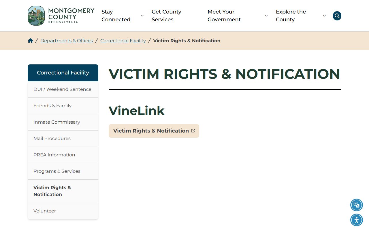 Montgomery County arrest records victim rights notification