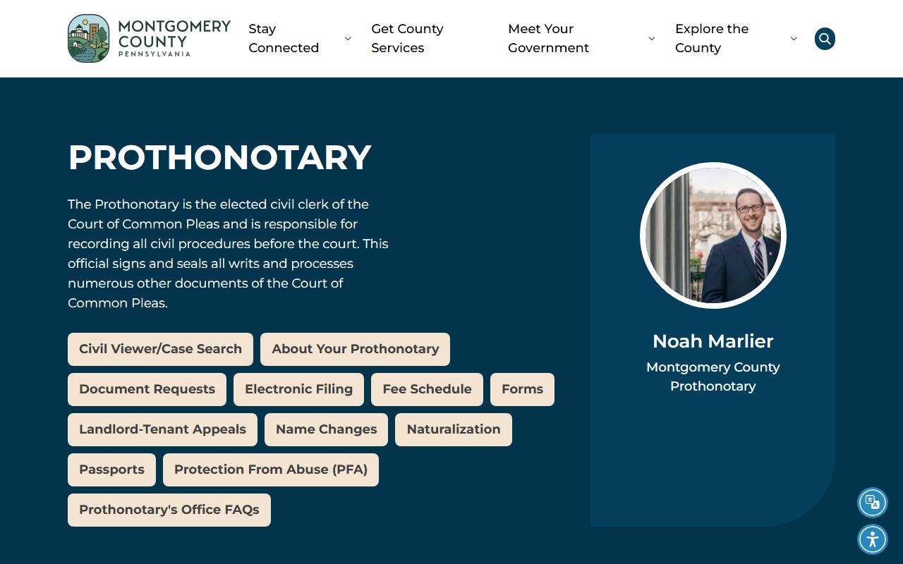 Montgomery County court records Prothonotary civil records