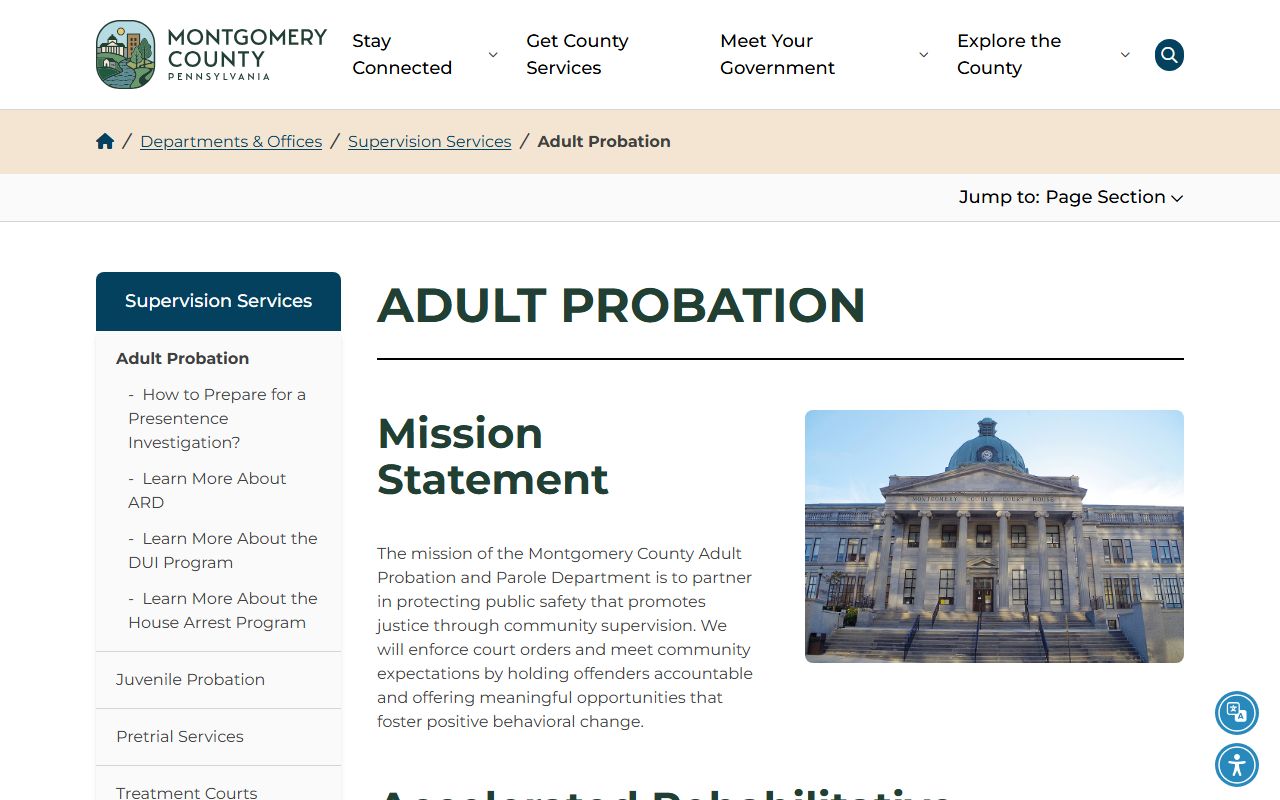 Montgomery County criminal court records Adult Probation and ARD