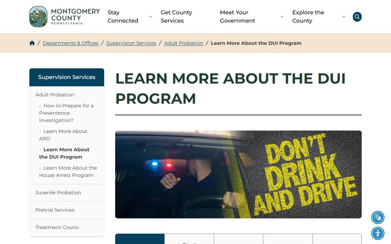 Montgomery County criminal court records DUI program