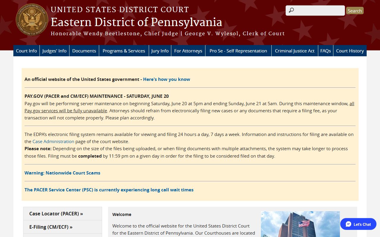 Montgomery County Court of Common Pleas and Eastern District federal court records
