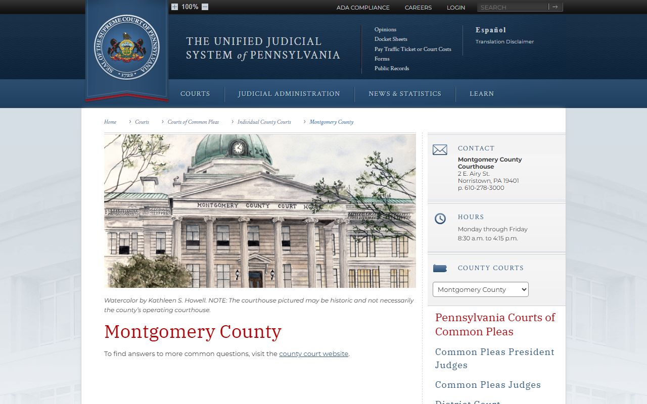 Montgomery County Court of Common Pleas UJS court page