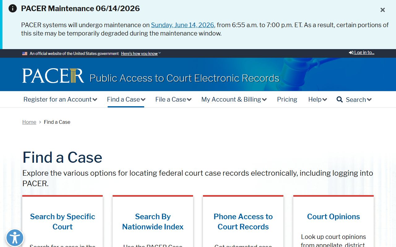 Montgomery County federal court records PACER case search