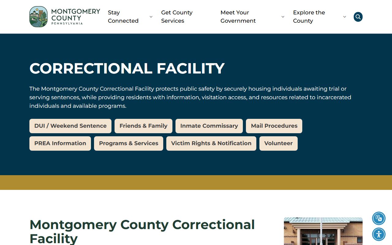 Montgomery County inmate records correctional facility page