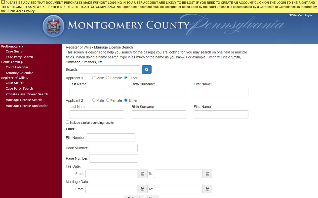 Montgomery County marriage and divorce records marriage license search